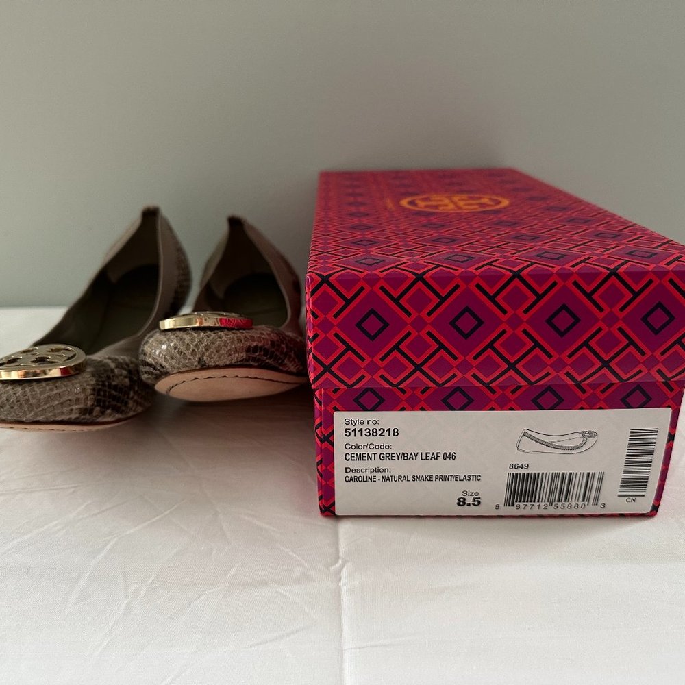 Tory Burch Caroline - Natural Snake Print/Elastic 8.5